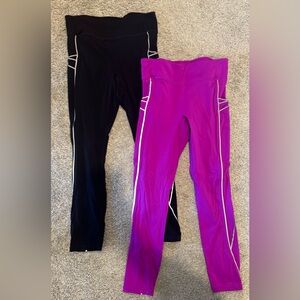 Fabletics Black and Purple Women's Capri Leggings